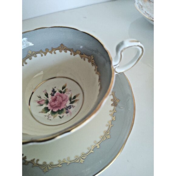 Vintage Aynsley Lancaster Pattern Grey Teacup and Saucer #7610 - Picture 3 of 16